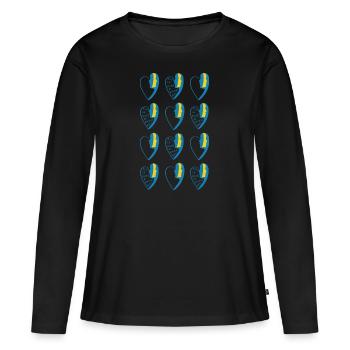 Imprimé numéro16. - T-shirt manches longues Premium bio Femme - noir - Devant - Julia (174cm)