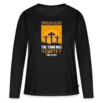 Spoiler Tomb was lerr Funny Easter Saying - Women's Premium Organic Long Sleeve Shirt - black - Front - Julia (174cm)