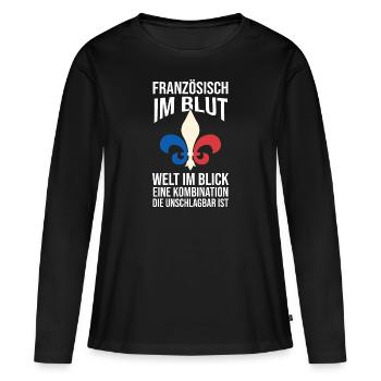 French French France - Women's Premium Organic Long Sleeve Shirt - black - Front - Julia (174cm)
