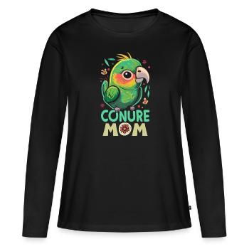 Perruche Perruche Maman - T-shirt manches longues Premium bio Femme - noir - Devant - Julia (174cm)