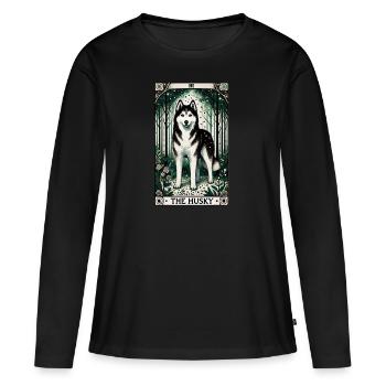 Le Husky - T-shirt manches longues Premium bio Femme - noir - Devant - Julia (174cm)