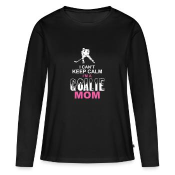 Maillots de hockey sur glace / Maillots de hockey / Pronostics sur le hockey sur glace - T-shirt manches longues Premium bio Femme - noir - Devant - Julia (174cm)