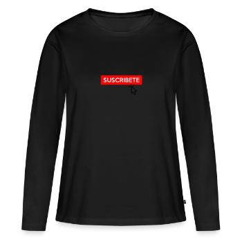 subscribe - Women's Premium Organic Long Sleeve Shirt - black - Front - Julia (174cm)