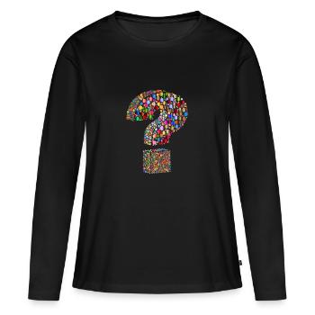 point d'interrogation arc-en-couleur - T-shirt manches longues Premium bio Femme - noir - Devant - Julia (174cm)