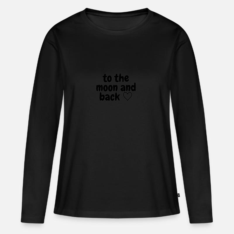 to the moon and back (mit Herz) - Frauen Premium Bio Langarmshirt - Schwarz