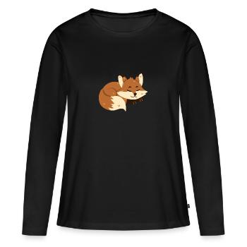 Le renard dort - T-shirt manches longues Premium bio Femme - noir - Devant - Julia (174cm)