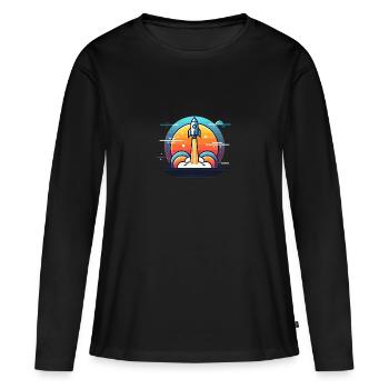 rocket of motivation - Frauen Premium Bio Langarmshirt - Schwarz - Vorne - Julia (174cm)