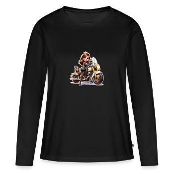 Prinzessin auf Motorrad - Frauen Premium Bio Langarmshirt - Schwarz - Vorne - Julia (174cm)