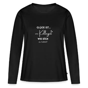 Glück ist, eine Kollegin wie Dich zu haben! - Frauen Premium Bio Langarmshirt - Schwarz - Vorne - Julia (174cm)