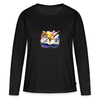 Croquis Dessin Griffonnage Effacer c’est mon Cardio - T-shirt manches longues Premium bio Femme - noir - Devant - Julia (174cm)