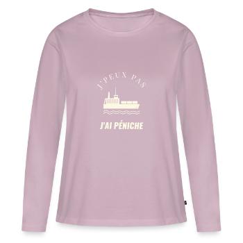 J'peux pas j'ai peniche - T-shirt manches longues Premium bio Femme - rose poudré - Devant - Julia (174cm)