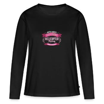 Hélicoptère pilote d'hélicoptère volant - T-shirt manches longues Premium bio Femme - noir - Devant - Julia (174cm)