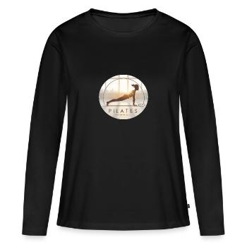Respiration et flux – Pilates et équilibre - T-shirt manches longues Premium bio Femme - noir - Devant - Julia (174cm)