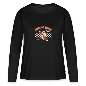 Halloween Trick ou Treat - T-shirt manches longues Premium bio Femme - noir - Devant - Julia (174cm)