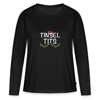 Jingle Balls et Tinsel Tits Funny Matching Christ - T-shirt manches longues Premium bio Femme - noir - Devant - Julia (174cm)