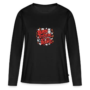 Brûler le système - T-shirt manches longues Premium bio Femme - noir - Devant - Julia (174cm)
