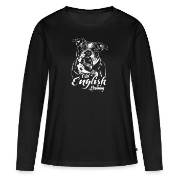 OLD ENGLISH BULLDOG Wilsigns portrait de chien de la CEO - T-shirt manches longues Premium bio Femme - noir - Devant - Julia (174cm)