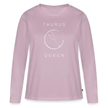 Reine Taureau - T-shirt manches longues Premium bio Femme - rose poudré - Devant - Julia (174cm)