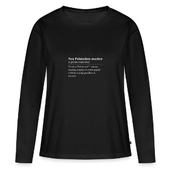 Fabrication d’un idiome allemand drôle en polonais - T-shirt manches longues Premium bio Femme - noir - Devant - Julia (174cm)
