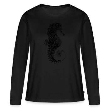 Hippocampe - T-shirt manches longues Premium bio Femme - noir - Devant - Julia (174cm)