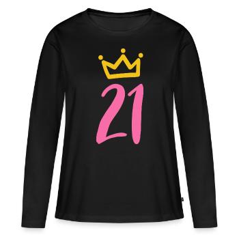 21st Birthday Greetings Birthday Greetings - Women's Premium Organic Long Sleeve Shirt - black - Front - Julia (174cm)