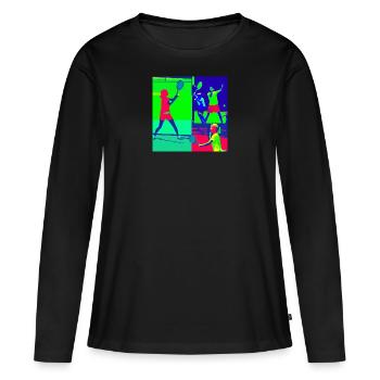 Tennisspieler auf dem Platz - Frauen Premium Bio Langarmshirt - Schwarz - Vorne - Julia (174cm)