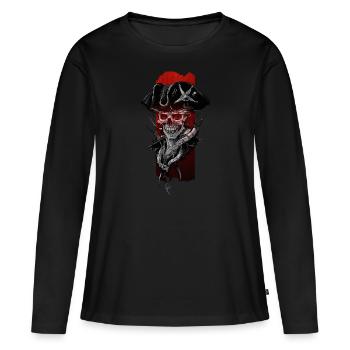 Crimson Gaze: Fluch des Piraten - Frauen Premium Bio Langarmshirt - Schwarz - Vorne - Julia (174cm)