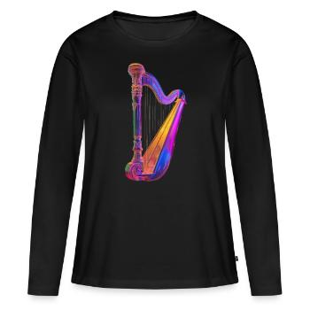 Harfe - Frauen Premium Bio Langarmshirt - Schwarz - Vorne - Julia (174cm)