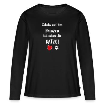 Katze Katzen Kater Geschenk Liebe Siam Maine Coon - Frauen Premium Bio Langarmshirt - Schwarz - Vorne - Julia (174cm)