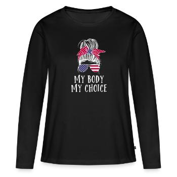 Mon corps Ma décision - T-shirt manches longues Premium bio Femme - noir - Devant - Julia (174cm)