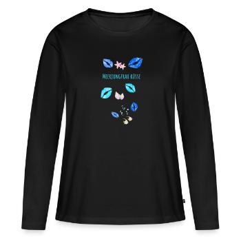 Sirène, Bisous, Sous L’eau, Lèvres Bleues - T-shirt manches longues Premium bio Femme - noir - Devant - Julia (174cm)