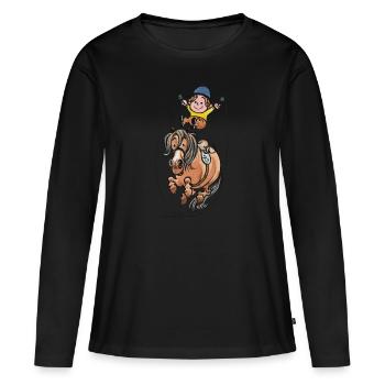Thelwell Cheval Fait Saut À La Corde - T-shirt manches longues Premium bio Femme - noir - Devant - Julia (174cm)