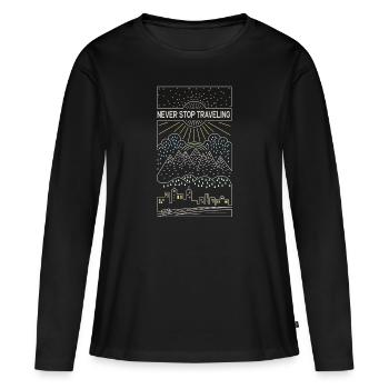 Voyage voyage en route Road trip Voyage Road - T-shirt manches longues Premium bio Femme - noir - Devant - Julia (174cm)