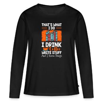 Ecrivains Littérature Auteurs - T-shirt manches longues Premium bio Femme - noir - Devant - Julia (174cm)