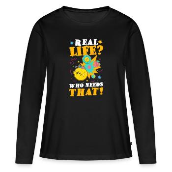 Comicstyle Kunst Boom - Frauen Premium Bio Langarmshirt - Schwarz - Vorne - Julia (174cm)