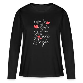 Statut relationnel Liberté seule - T-shirt manches longues Premium bio Femme - noir - Devant - Julia (174cm)