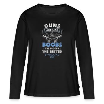 Armes Fusil Arme à feu - T-shirt manches longues Premium bio Femme - noir - Devant - Julia (174cm)