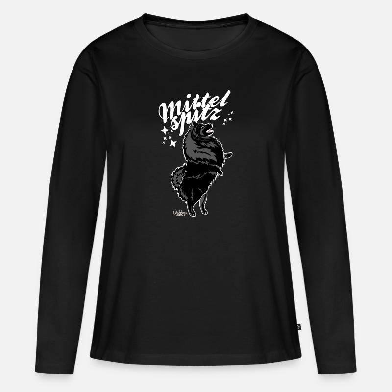 Mittelspitze - Frauen Premium Bio Langarmshirt - Schwarz