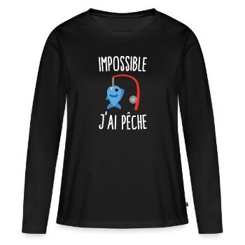 Impossible j'ai pêche - T-shirt manches longues Premium bio Femme - noir - Devant - Julia (174cm)