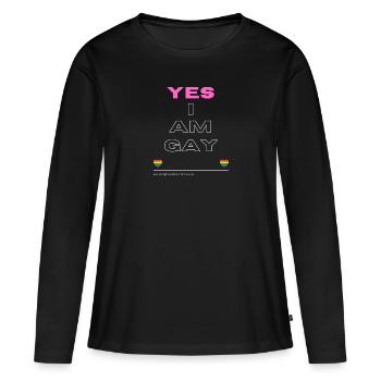 Oui, je suis gay Pride Shirt - T-shirt manches longues Premium bio Femme - noir - Devant - Julia (174cm)