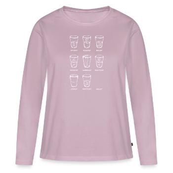 Point of View - Das Glas ist ... (Variante weiß) - Frauen Premium Bio Langarmshirt - Altrosa - Vorne - Julia (174cm)