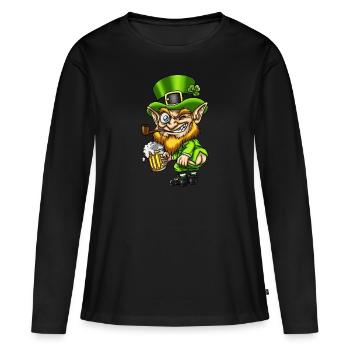LEPRECHAUN - T-shirt manches longues Premium bio Femme - noir - Devant - Julia (174cm)