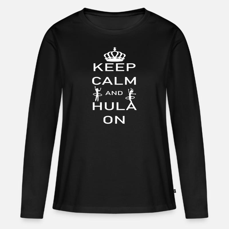 Keep calm and HULA on - Frauen Premium Bio Langarmshirt - Schwarz