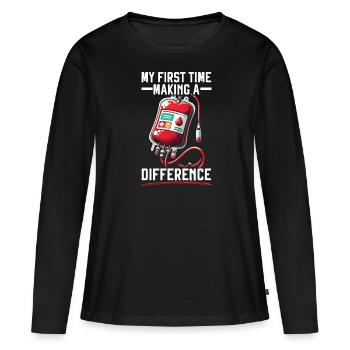 Don de sang Éducation Donner du sang - T-shirt manches longues Premium bio Femme - noir - Devant - Julia (174cm)