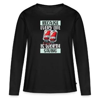 Don de sang Éducation Donner du sang - T-shirt manches longues Premium bio Femme - noir - Devant - Julia (174cm)