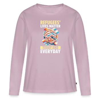 World Refugee Day, Evacuated Immigrants, - Women's Premium Organic Long Sleeve Shirt - dusky pink - Front - Julia (174cm)