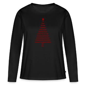 Weihnachtsbaum aus Wörtern - Frauen Premium Bio Langarmshirt - Schwarz - Vorne - Julia (174cm)