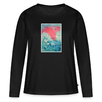 Reproduction d'art originale "Wolf" - T-shirt manches longues Premium bio Femme - noir - Devant - Julia (174cm)