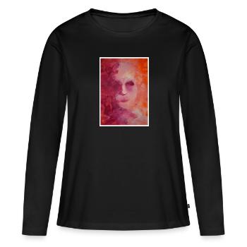 Reproduction d'art originale "Arlequin" - T-shirt manches longues Premium bio Femme - noir - Devant - Julia (174cm)