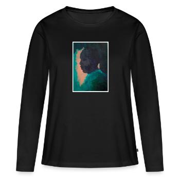 Reproduction d'art originale "héritier" - T-shirt manches longues Premium bio Femme - noir - Devant - Julia (174cm)